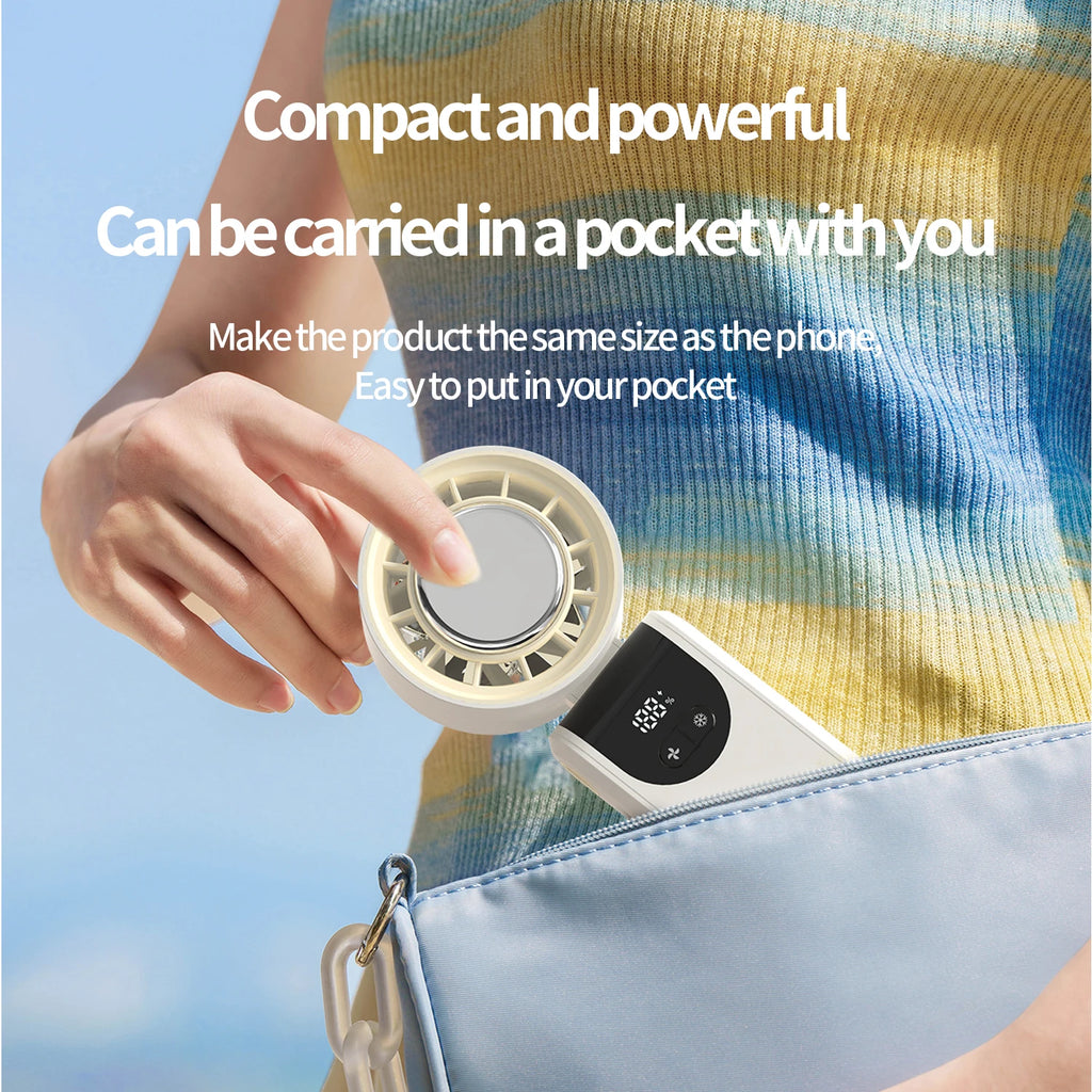 In Stock Best-selling 2025 New Outdoor Foldable Wearable Battery Mini Turbo Fan 100 Speed Handheld Cold Compress  Powerful Fans