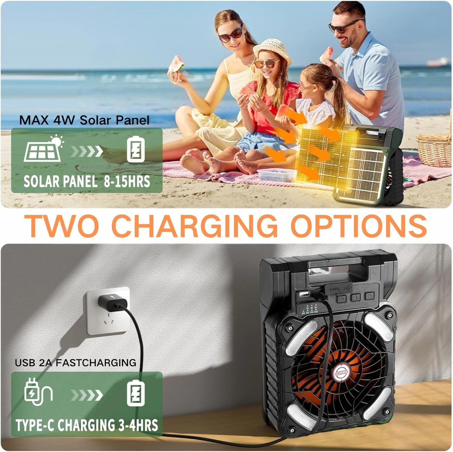Factory Direct 10400mAh Rechargeable Solar Powered Portable Table Camping Fan  with LED Lights Big Solar Panel Outdoor Tent Fan