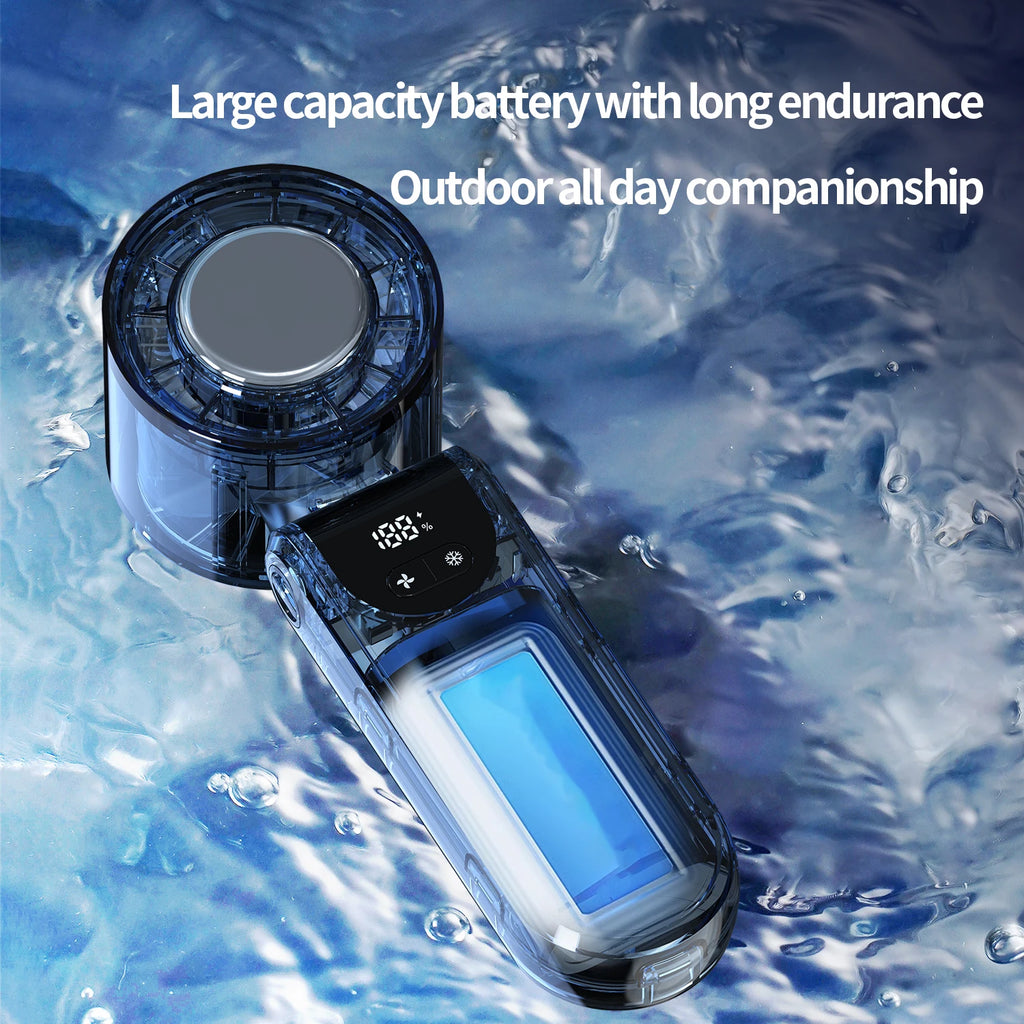 In Stock Best-selling 2025 New Outdoor Foldable Wearable Battery Mini Turbo Fan 100 Speed Handheld Cold Compress  Powerful Fans