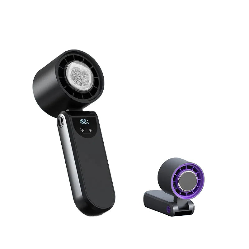 In Stock Best-selling 2025 New Outdoor Foldable Wearable Battery Mini Turbo Fan 100 Speed Handheld Cold Compress  Powerful Fans