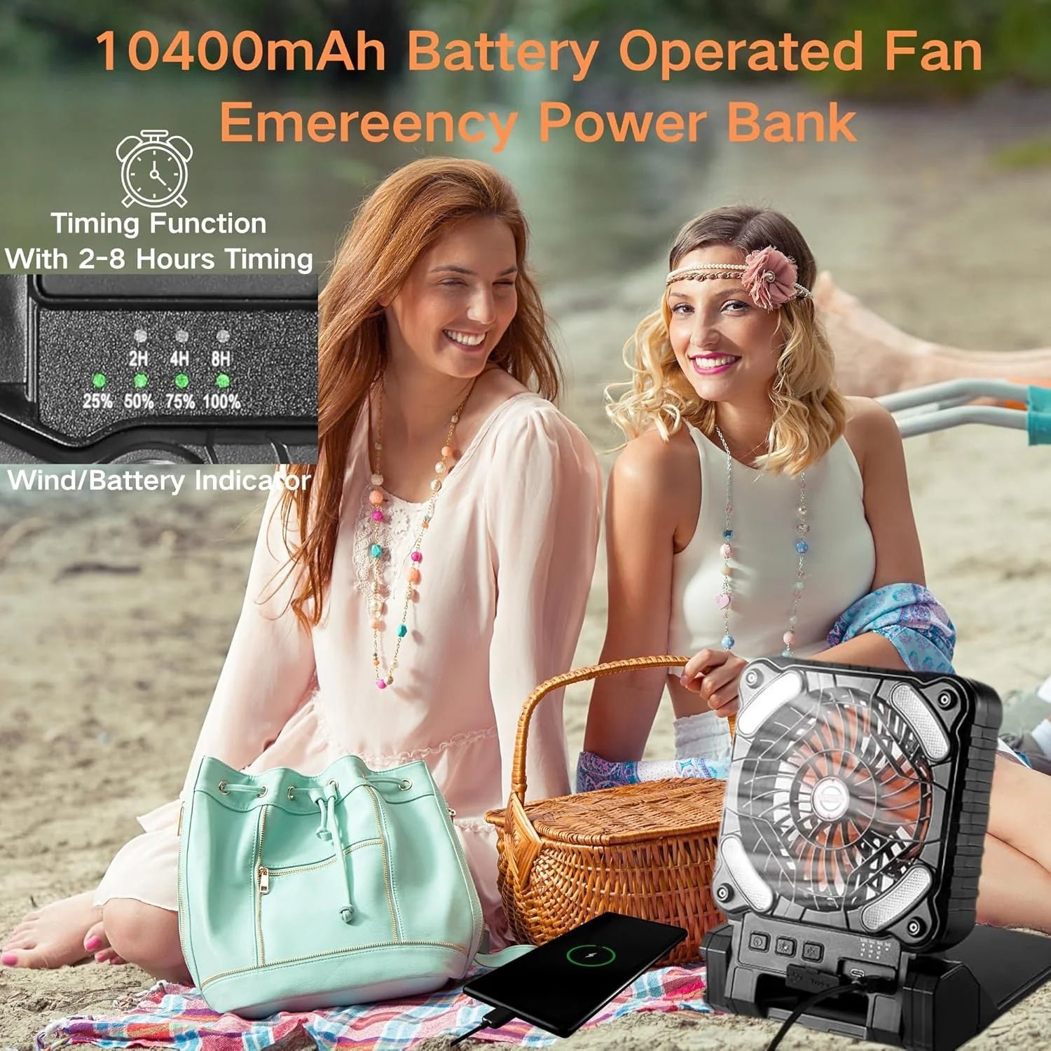 Factory Direct 10400mAh Rechargeable Solar Powered Portable Table Camping Fan  with LED Lights Big Solar Panel Outdoor Tent Fan