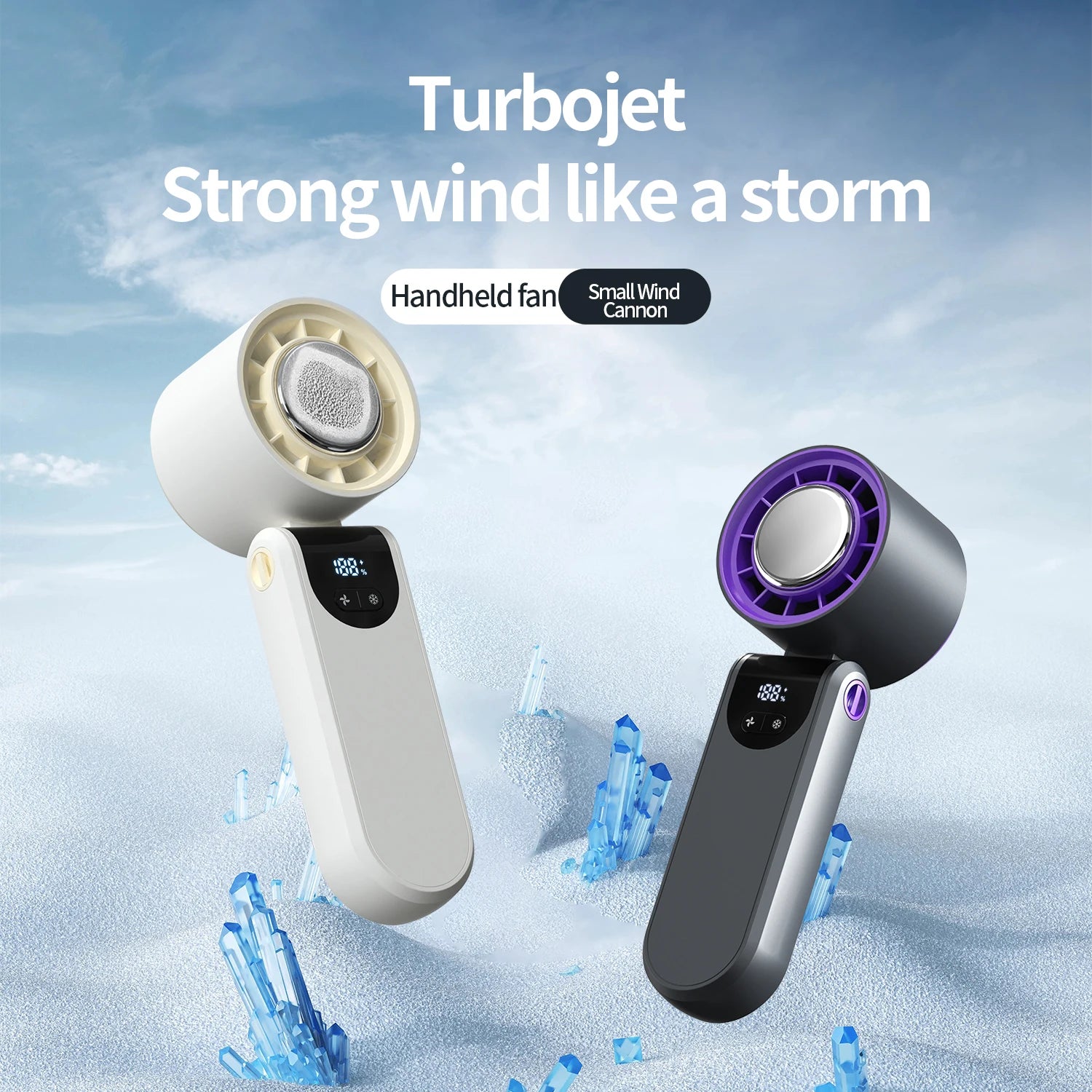 In Stock Best-selling 2025 New Outdoor Foldable Wearable Battery Mini Turbo Fan 100 Speed Handheld Cold Compress  Powerful Fans